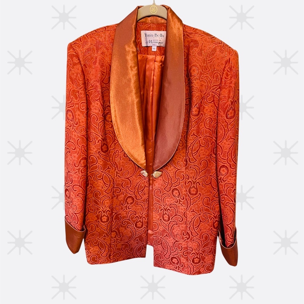 Tania Bella Orange Satin Brocade Blazer
